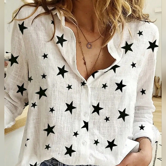 Tops - Fashion Casual Star Printed Long Sleeve Shirt